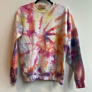 Hanes Eco Smart Unisex Tie Dye Long Sleeve Pullover Sweatshirt Size Small
